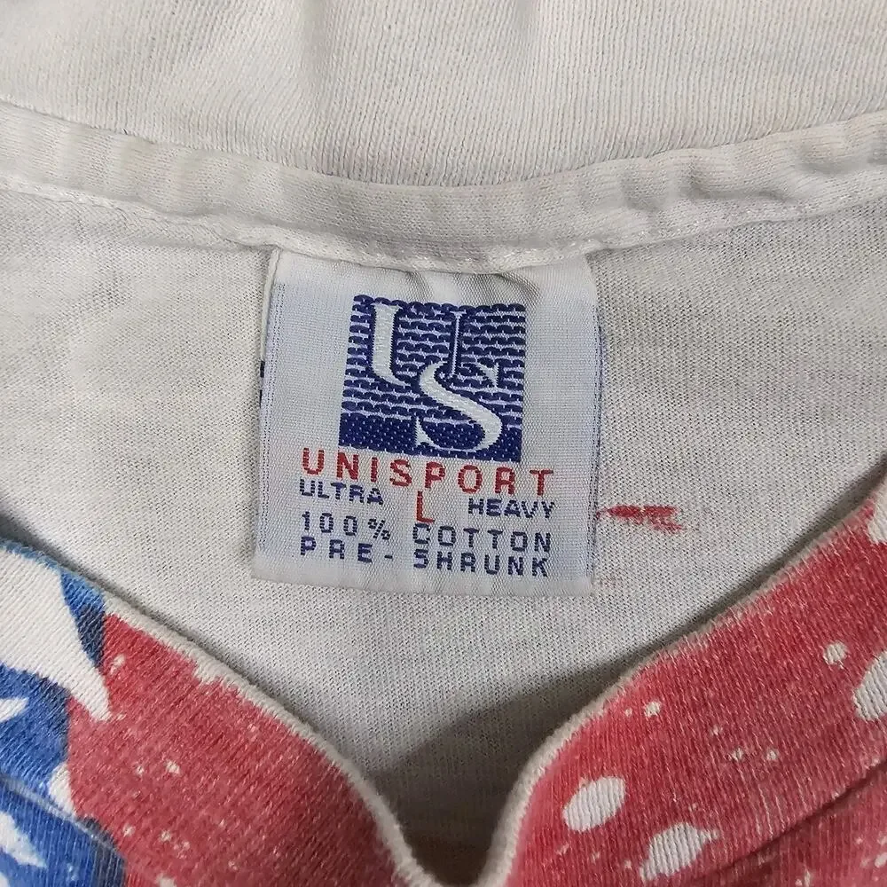 Vintage Classic Car American Flag AOP Tshirt Large 90s Singlestitch Grunge USA